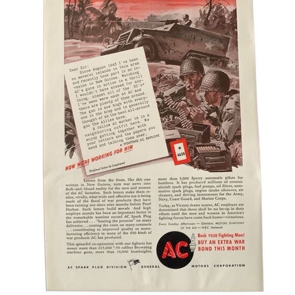 Vintage 1945 AC Spark Plug Buy an Extra War Bond Ad Advertisement - Picture 3 of 4